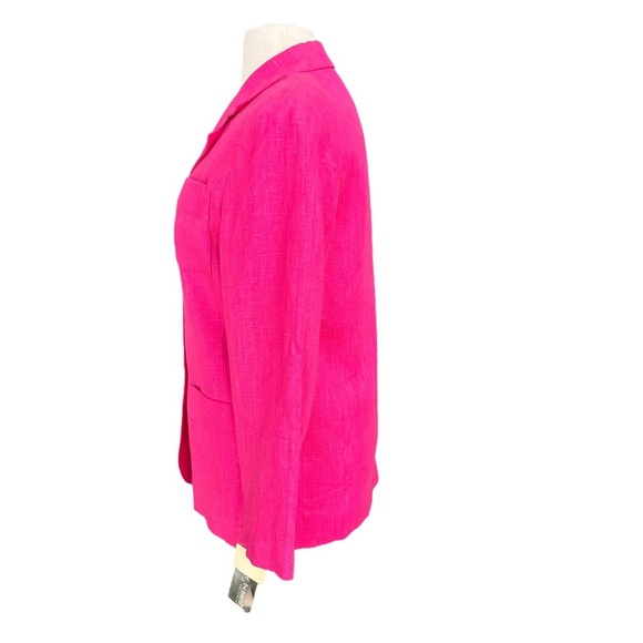 Vintage Harve' Benard Women's Pink 100% Linen with Front Pocket Jacket Size: 14 - Picture 2 of 13